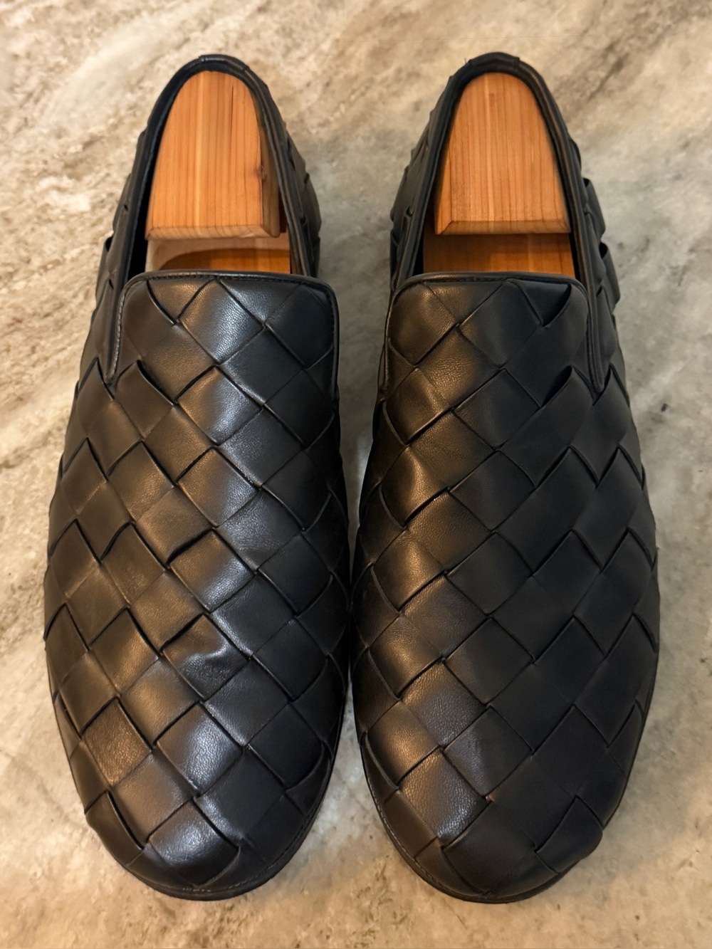 Bottega Veneta Sunday Slipper Black Nero Intrecciato Leather 45/12 Woven